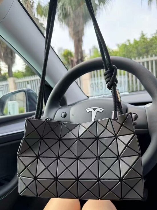 Issey Miyake Handbags - ISSEY MIYAKE Grey Tone Geometric Lingge Handbag Minimalist Commuter Style